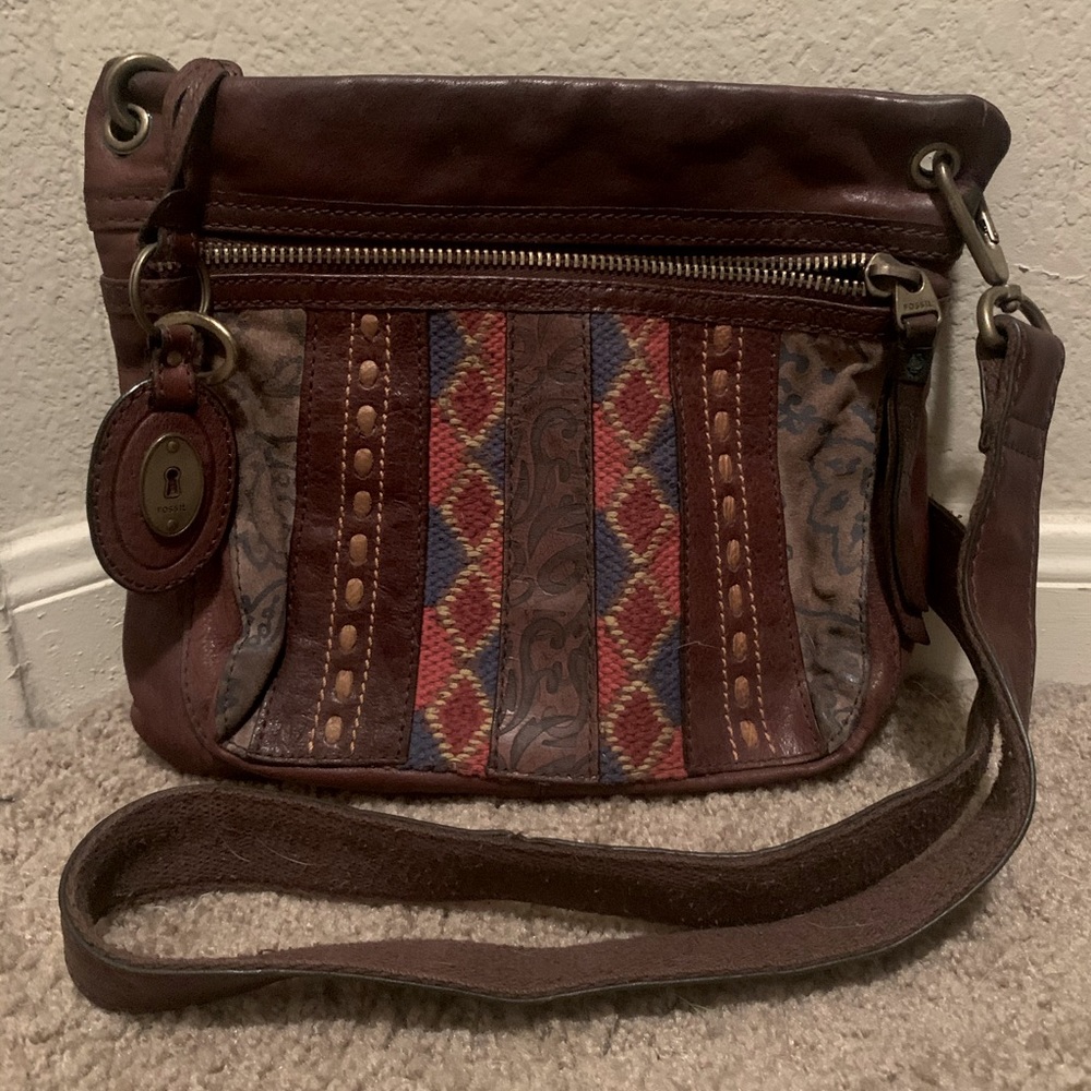 Fossil patterned satchel